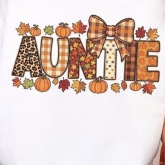 Fall Pumpkin Bow Tee Autumn Aunt Top Thanksgiving Shirt - Picture 2 of 4